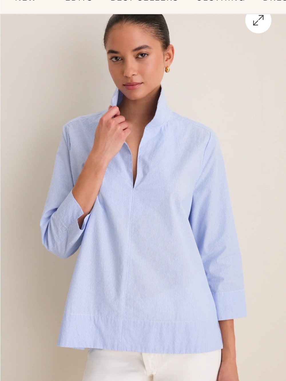 TUCKERNUCK Blue Margot Stand Collar Blouse
